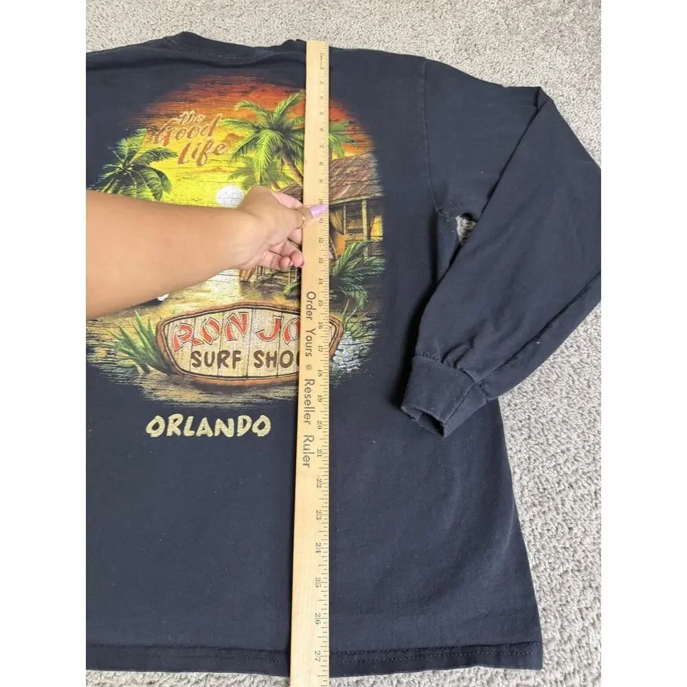 Ron Jon Surf Shop Shirt Mens L Black Surf Graphic Long Sleeve Crew Neck